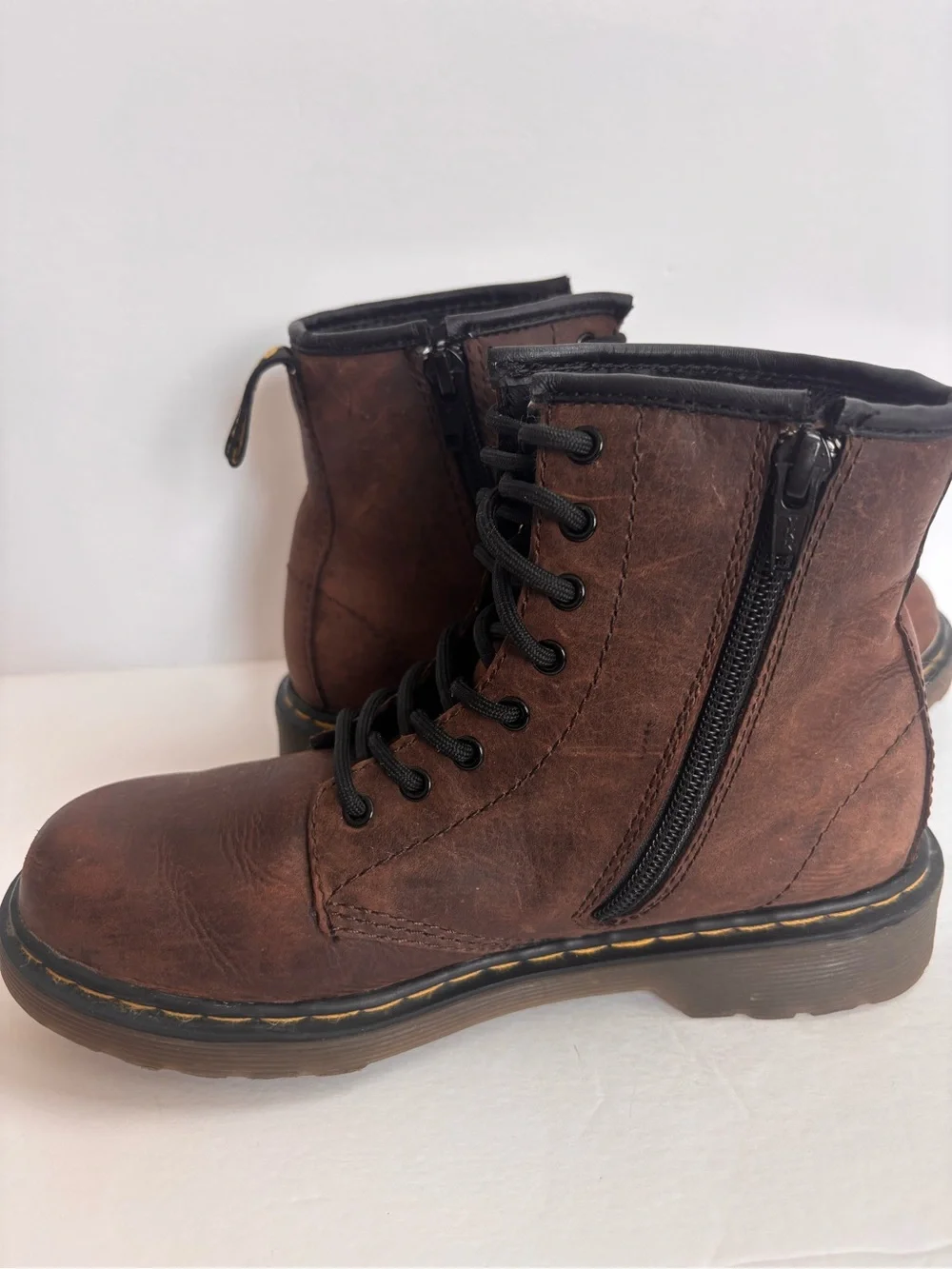 Dr. Martens Delaney Brown Leather Lace Up Boots Child 3